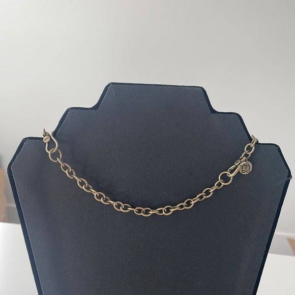 Boho Style Washed Gold Necklace with Pink Stones 15” + 4” Extender - Picture 4 of 8